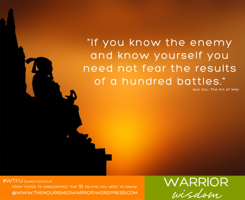 "If you know the enemy and know yourself you need not fear the results of a hundred battles." sun tzu- The Art of War